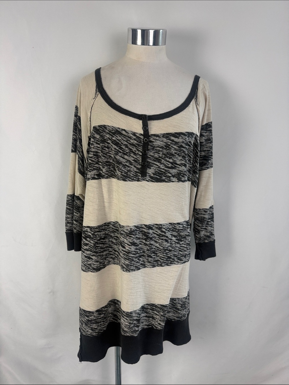 WE THE FREE TAN BLACK STRIPED TUNIC TOP